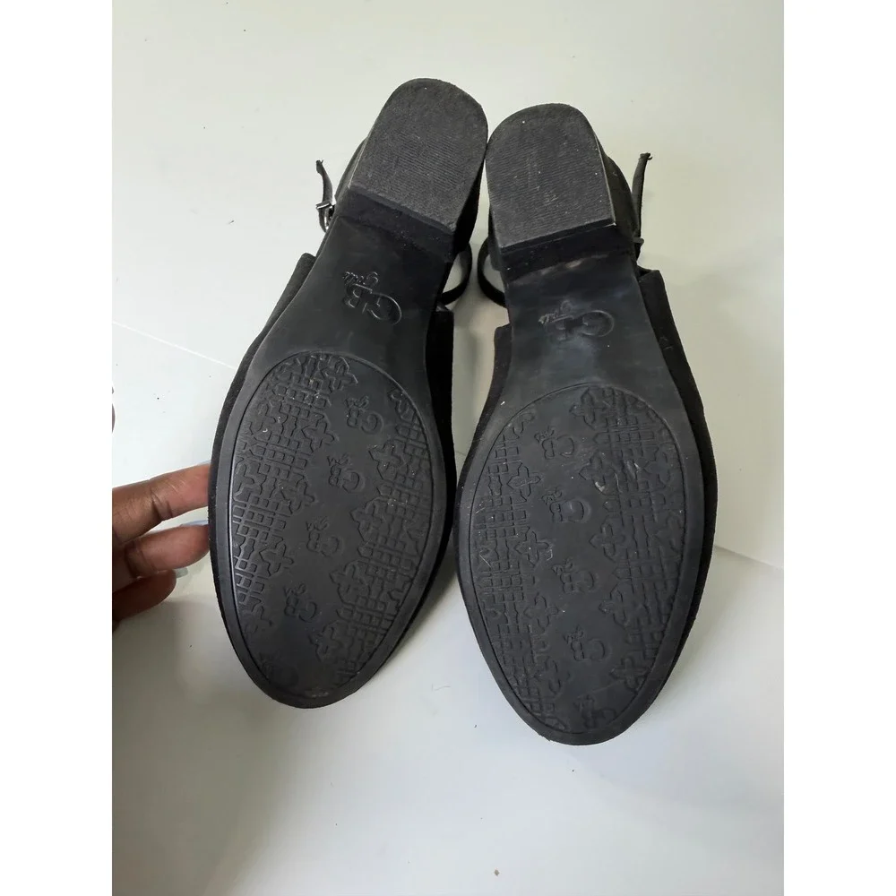 GB Girls Black Faux Suede D'Orsay Ankle Strap Block Heel Dress Shoes Kids Size 2